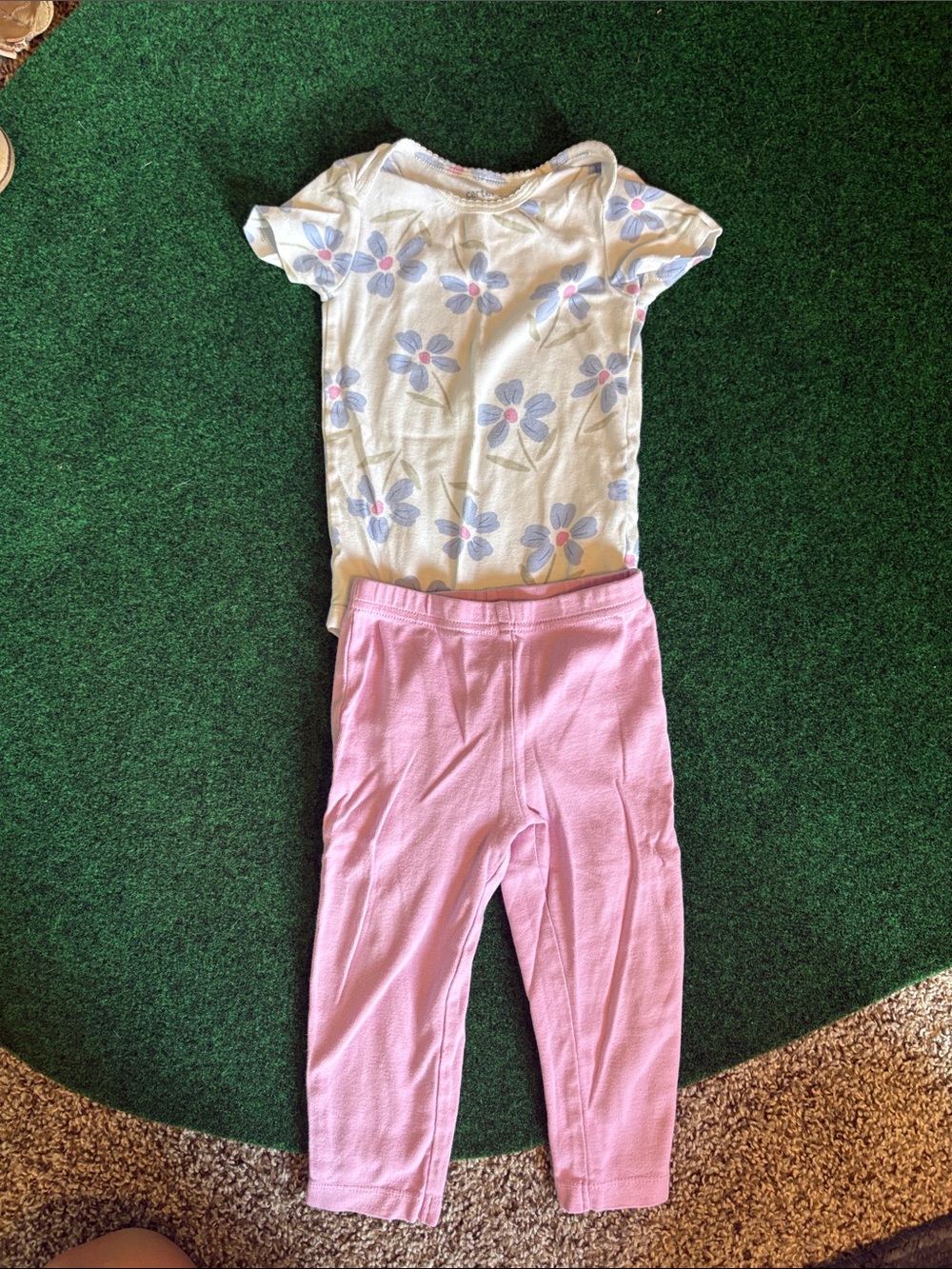 Carter's White Floral Top with Pink Leggings